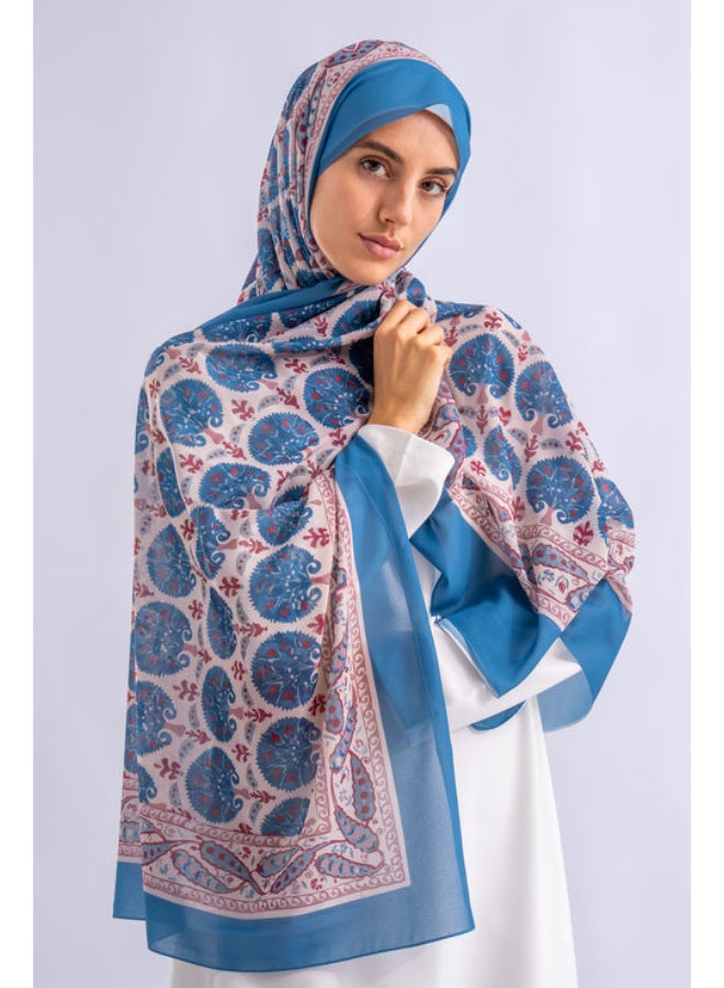 Alamki Women Hijab Azure Bloom Printed Chiffon - Image 2